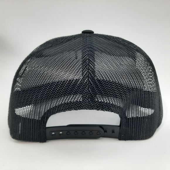 Vintage Harley Embroidered Patch Flat Bill Trucker Mesh Snapback Hat Cap Black - Picture 4 of 4